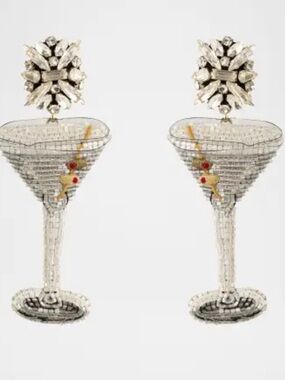 Mignonne Gavigan Silver and White Martini Glass Crystal Drop Earrings